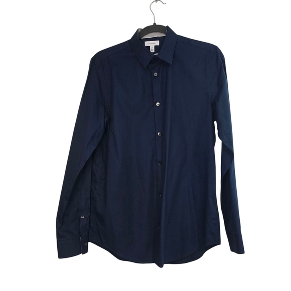 Mens Calvin Klein Navy Blue Buttondown Dress Shirt infinite cool non-iron - Picture 2 of 12